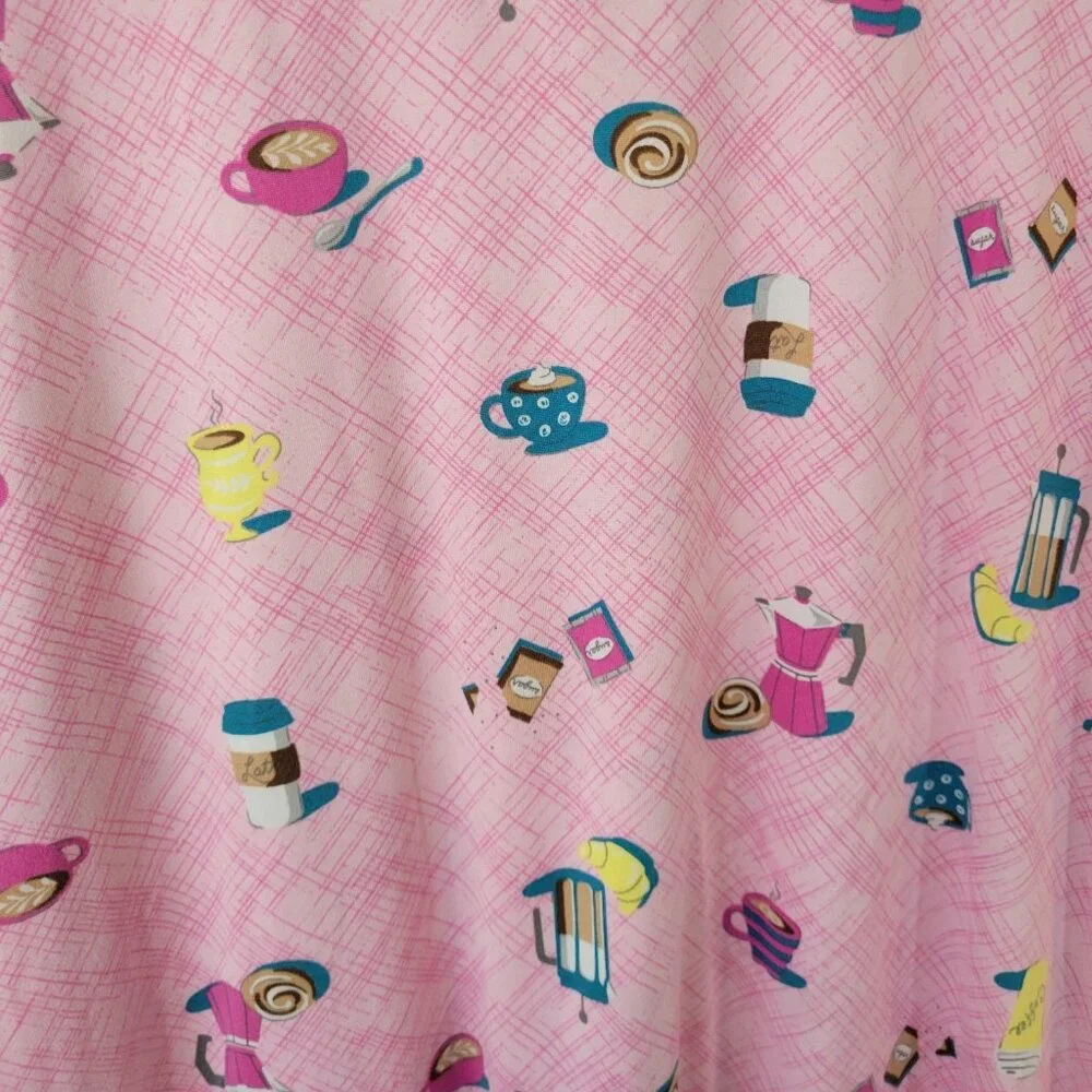 Joyspun Womens L/XL Pink French Press Coffee Pajama Top Nightgown Sleep NOV46E
